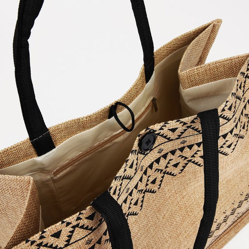 Сумка - шоппер, на пуговице, 34×17×30 см, бежевая