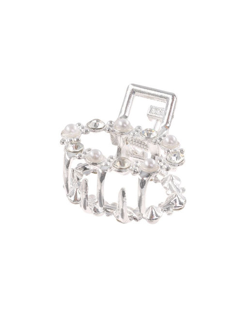 Цена за 6 шт. Крабик для волос «Мелани», овал, 2.5 см, серебристо-белый