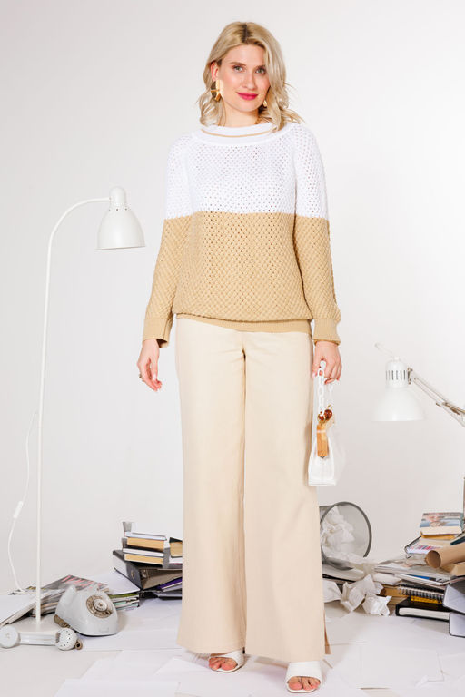 Джемпер KOKOdea 21-027 бело-бежевый  фото 3