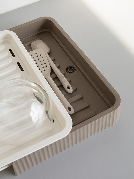 Подставка для сушки посуды раздвижная 51x36x5,5 бежевый полипропилен - Denastia фото 3