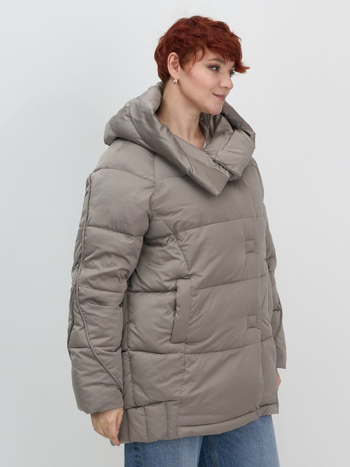 Куртка зимняя женская с капюшоном модная коричневого цвета 7651K - Visdeer фото 4
