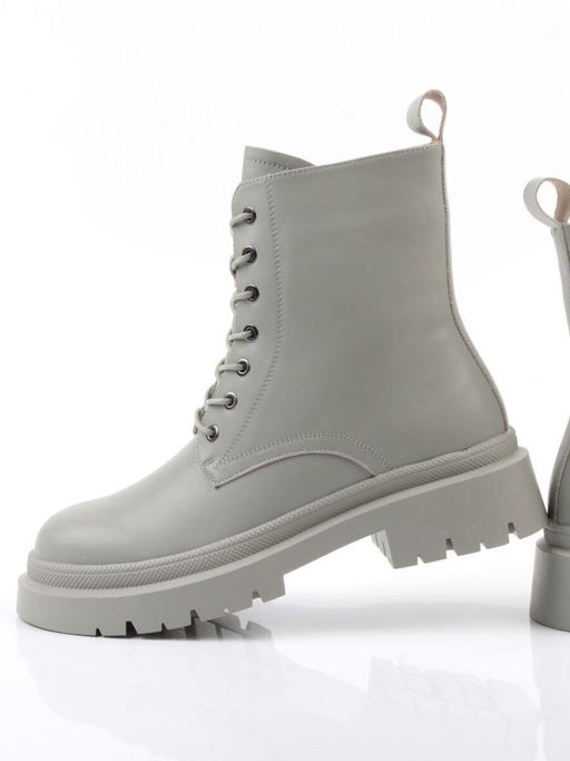 04-PAS70-3Z GRAY/GREEN Ботинки зимние женские (натуральная кожа, 100% шерсть)
