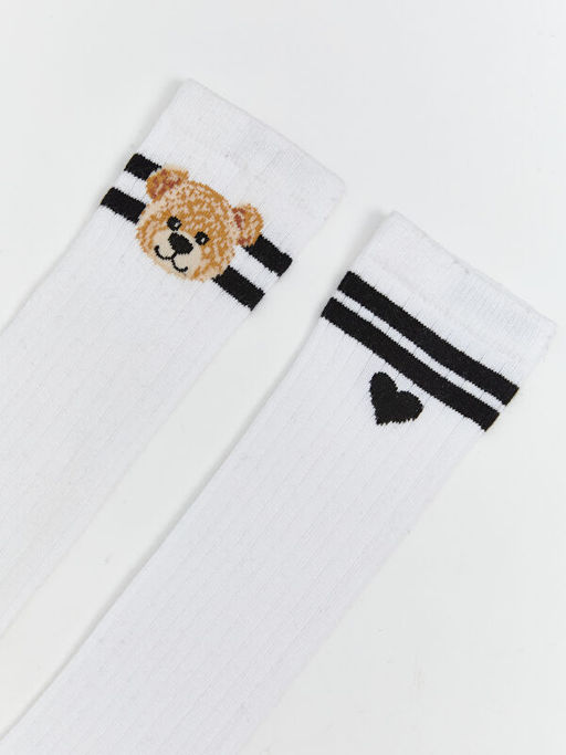 Desenli K?z ?ocuk Diz Alt? ?orap 2li
