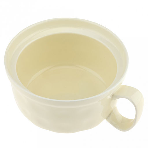 Бульонница керамическая "Семейная" 0,7л, д15,3см, h8,3см, с ручкой, с крышкой - светло-зеленый, общая h13см, рифленый борт, форма "мисосупница", светло-желтый, в коробке (Китай)