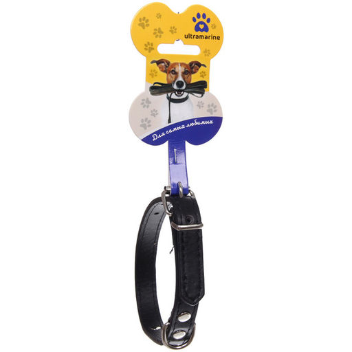 Цена за 5 шт. Ошейник для собак из искусственной кожи "БРО на Стиле", цвет черный, 1,5*37см (бирка)