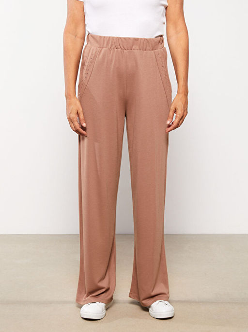 Kad?n Beli Lastikli Standart Fit D?z Pantolon