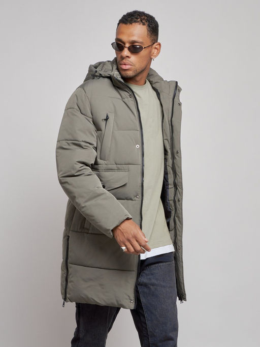 Парка мужская зимняя удлиненная молодежная серого цвета 806Sr - Wonderrman фото 8