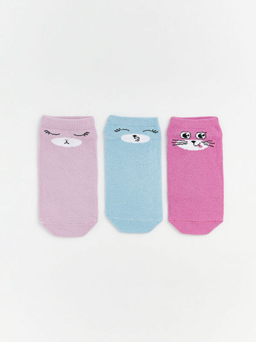 Desenli K?z ?ocuk Patik ?orap 3l?