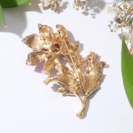 Брошь «Цветок полевой», разноцветная в золоте