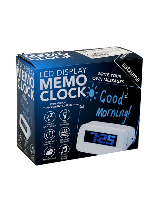 Часы - будильник электронные «Послание», с маркером, подсветка зелёного цвета, белый