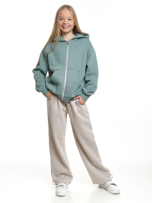 Толстовка с начесом оверсайз на молнии 22-5609 мятный - Mini maxi фото 3