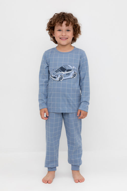 К 1637/серо-голубой,двойная клетка пижама дет - Crockid фото 3