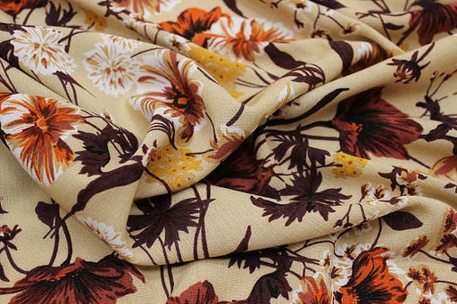 Креп-вискоза с эфф.жатости Музыка цветов цв.песочный, ш.1.4м, вискоза-100%, 120гр/м.кв - Купава фото 12