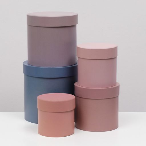 Набор круглых коробок 5 в 1 "Песочный", 13 х 13,5 -19.5 х 23 см