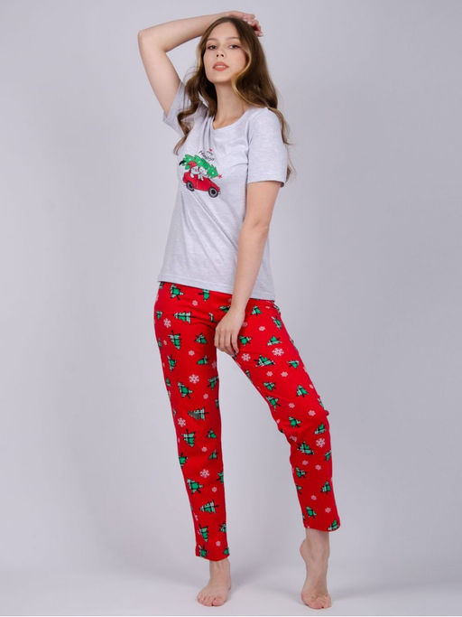 Пижама "Елки 2" брюки, трикотаж