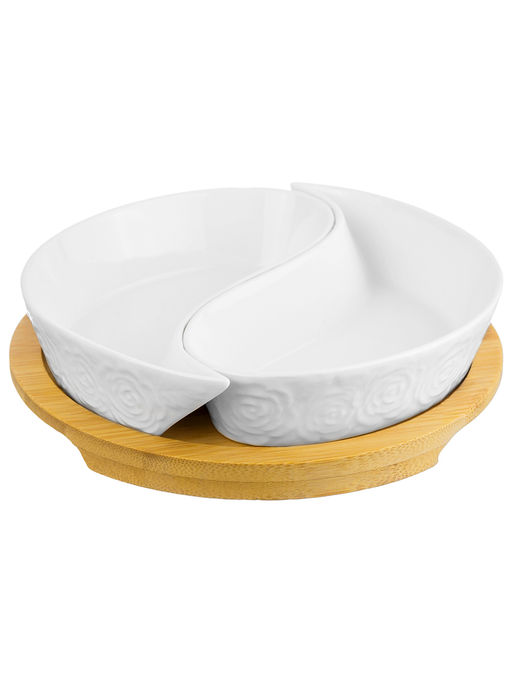 Тарелка под оливки 100 мл 15*15*3,5 см Инь-Янь розы на деревянной подставке - Elan gallery фото 4