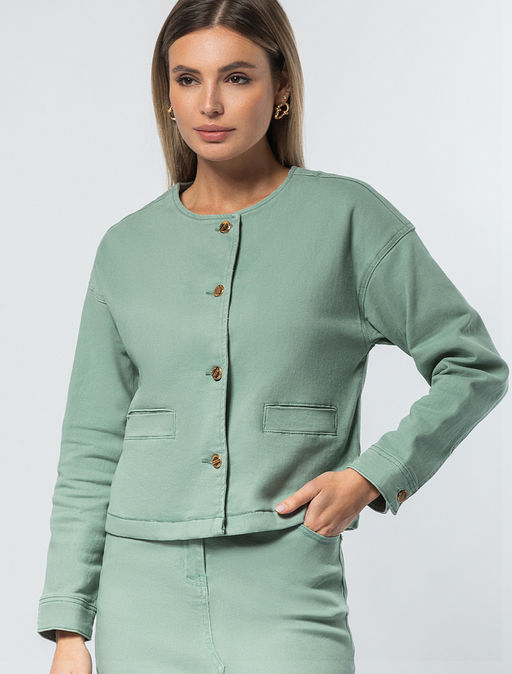 VILATTE / Куртка-жакет из эластичного денима фото 12