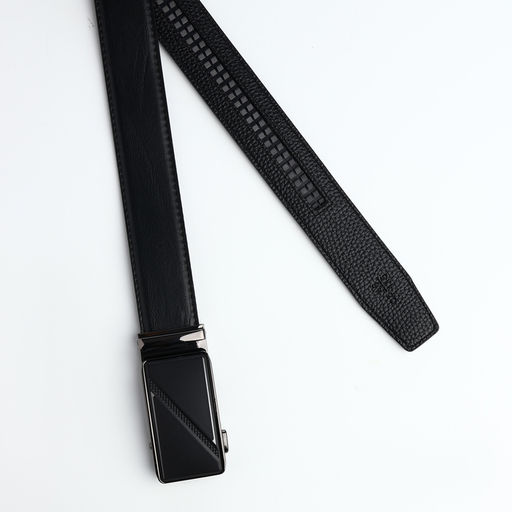 Ремень мужской, 120×3.6 см, натуральная кожа, регулируемая длина, пряжка автомат, чёрный