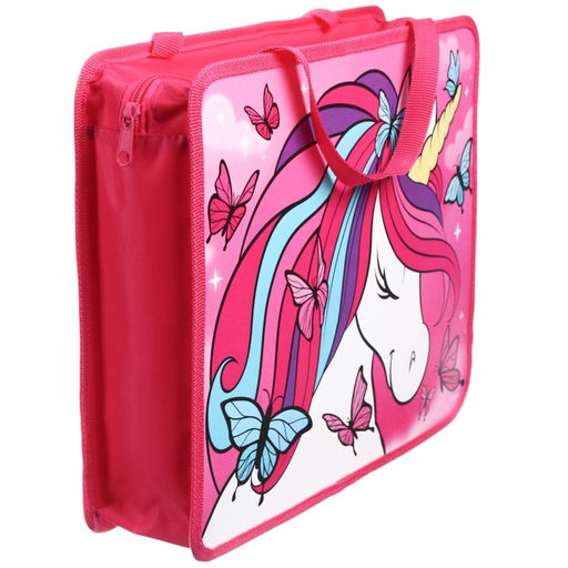 Папка пластиковая с ручками А4, на молнии, 7.5×33×26 см, «Минни Маус и единорог»