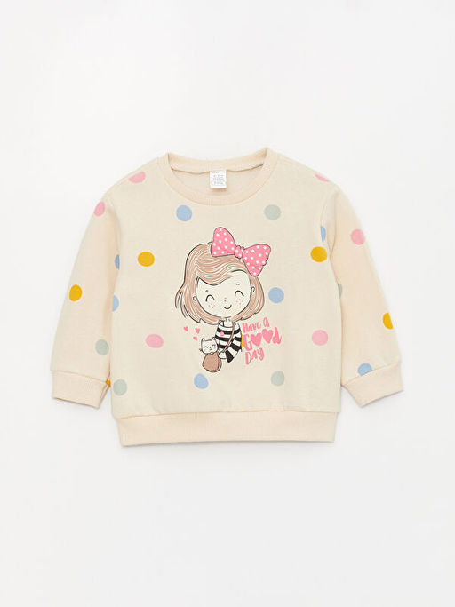 Bisiklet Yaka K?z Bebek Bask?l? Sweatshirt ve E?ofman Alt 2li - Waikiki фото 2