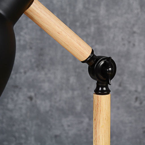 Настольный светильник Чёрный плафон Деревянное основание E27 /Размер: 220мм*450мм С лампой светодиодной 6Вт Тёплый-нейтральный-холодный /уп 10/ - Галеонтрейд фото 5