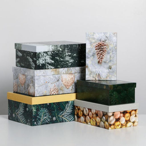 Коробки подарочные новогодние набор 6 в 1 «Снежной зимы», 32.5×20×12.5 - 20×12.5×7.5 см