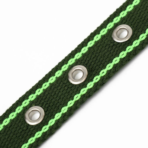 Ошейник брезентовый безразмерный однослойный, 58 х 2,5 см, хаки/салатовый - Пижон фото 6