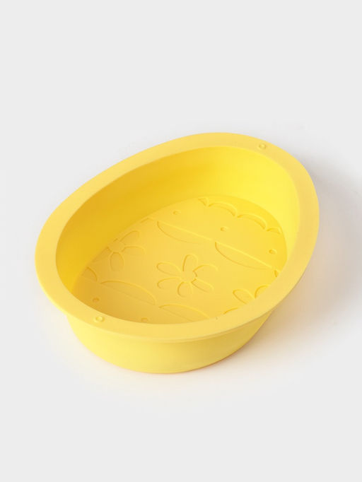 Цена за 2 шт. Форма для выпечки Доляна Пасхальное яйцо, 20.5?15.7?4.4 см, силикон, жёлтая  фото 2