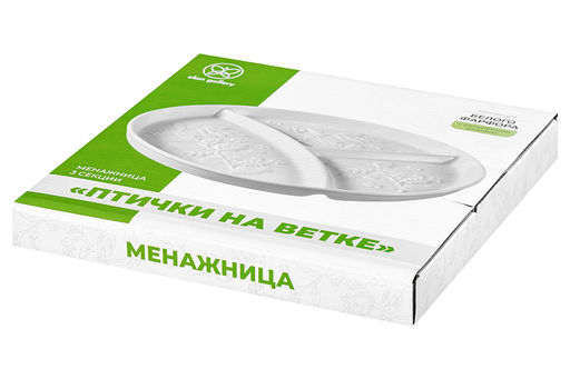 Тарелка секционная д/правильного питания 22*22*2,5 см Птички на ветке цельная глубокая 3 секции - Elan gallery фото 5