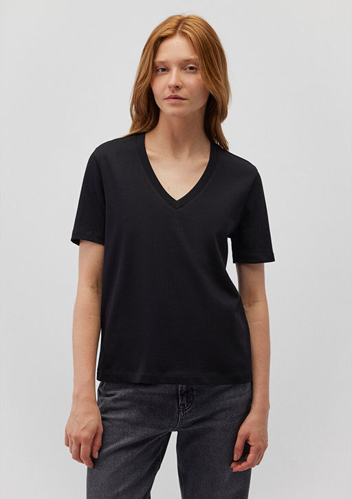 Siyah Basic Tisort - Mavi фото 3