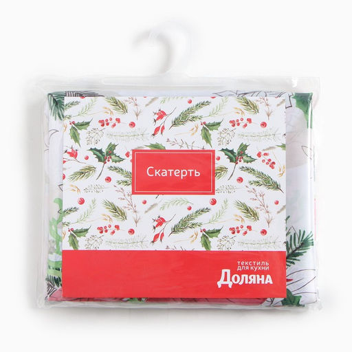 Скатерть Доляна Рождественский букет 145*220 см, 100% п/э  фото 8