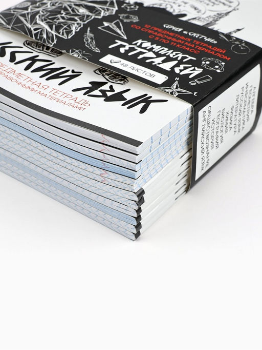 Тетради предметные, 48 л., набор из 12 шт., блок №1 Скетчи - Artfox study фото 3