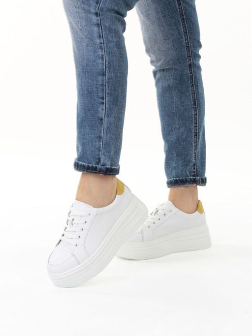 03-YC457-2 WHITE Кроссовки женские (натуральная кожа) - Фабричный китай фото 2