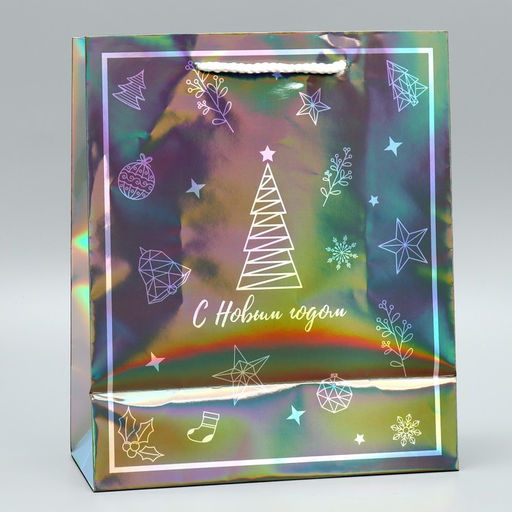 Пакет голографический Подарочек, ML 23 27 11.5 см - Дарите счастье фото 4