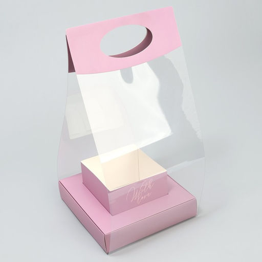 Коробка подарочная складная переноска для цветов, упаковка, «Лаванда», 20 x 20 x 4 см