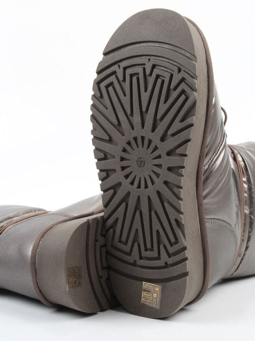 04-WA003-3M GRAY/BRONZE Ботинки зимние женские (натуральная кожа, курточная ткань, 100% шерсть)