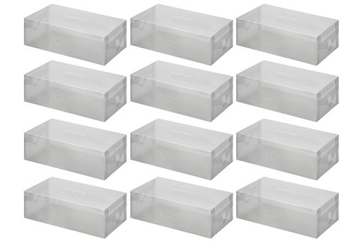 Набор 12 коробок для хранения женской обуви 30*18*10 см Прозрачные складные, с ручкой, дымчатые - Elan gallery фото 5
