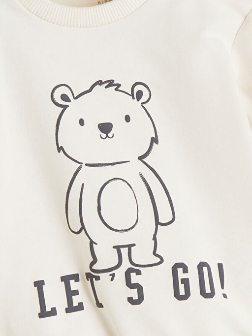 Bask?l? Erkek Bebek Sweatshirt ve E?ofman Alt 2li