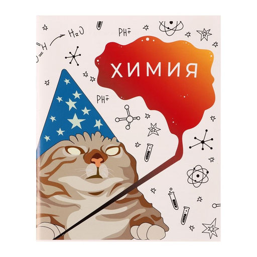 Тетрадь предметная Животные мемы 36 листов в клетку Химия,со справочным материалом, обложка мелованная бумага, блок №2 (серые листы)