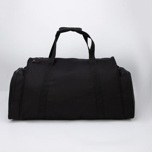 Сумка спортивная на молнии, 3 наружных кармана, длинный ремень, большой размер, чёрная