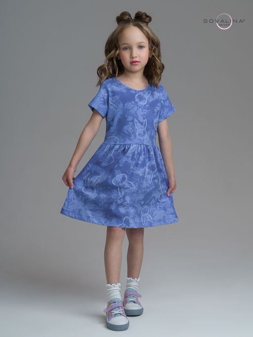 Платье Лето зайцы варенка синий - Sovalina фото 7