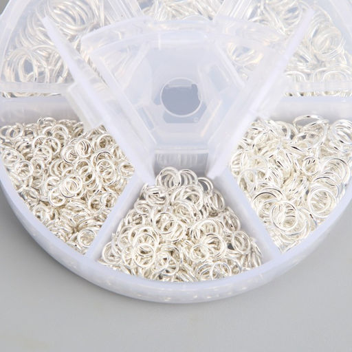 Кольца зажимные металл в шкатулке «Серебро», 880 шт., 8×8×2 см