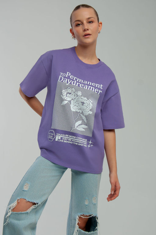 Арт. 31130 Футболка женская оверсайз 44-52 (5 шт) Цвет:сиреневый - Калинка фото 7