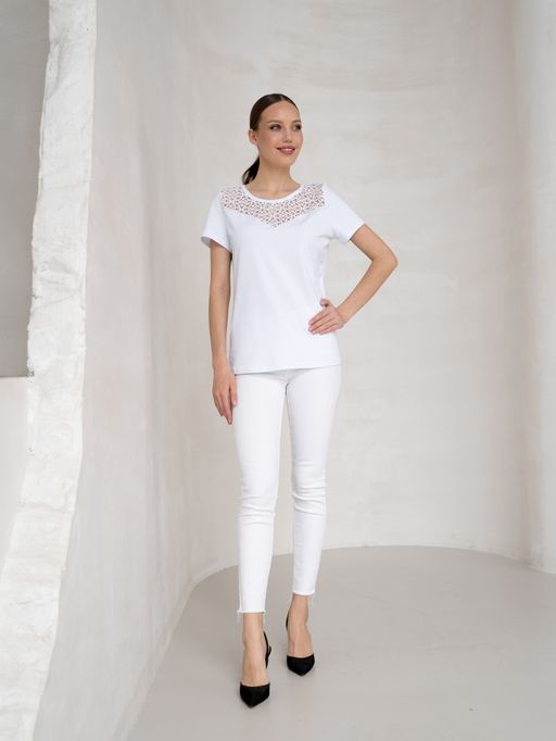 Футболка с кружевом.из хлопок 95%, лайкра 5% - Binita фото 11