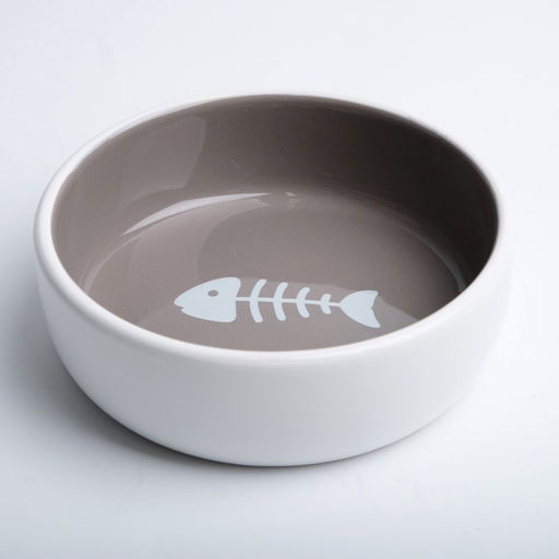 Миска керамическая Рыбные кость 300 мл - 13.413.44 см, тёмно-бежевая/белая - Пижон фото 3