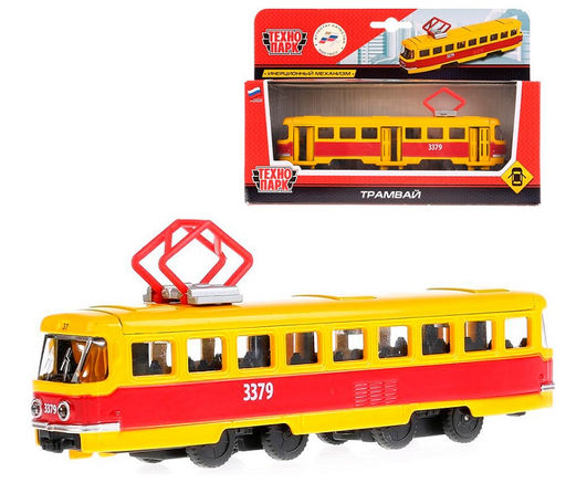 Технопарк. Трамвай арт.SB-16-66WB 16,5 см, металл., двери, инерц., кор.