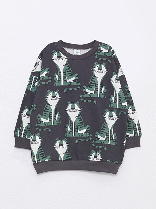 Bisiklet Yaka Uzun Kollu Bask?l? Erkek Bebek Sweatshirt ve Pantolon Tak?m 2li - Waikiki фото 2