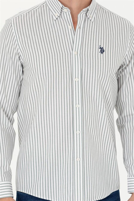 U. S. Polo Assn Мужская белая рубашка в полоску цвета экрю - U.s. polo assn фото 13