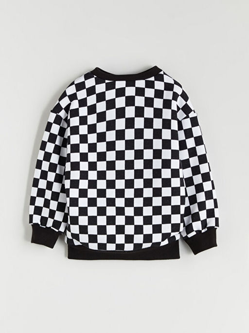 Bisiklet Yaka Bask?l? Erkek ?ocuk Sweatshirt