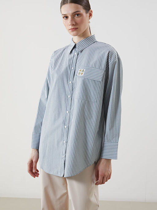 ?i?ekli Oversize Kad?n G?mlek Tunik